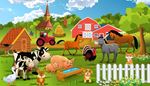 cow, haystack, horse, donkey, turkey, tractor, piglet, pig, foal, well, calf, mill, fence, farm, barn