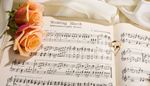 petals, clef, author, page, wedding, music, white, ring, heart, roses, notes