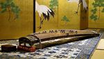 plumage, strings, drawing, japan, paper, carpet, tatami, stork, koto